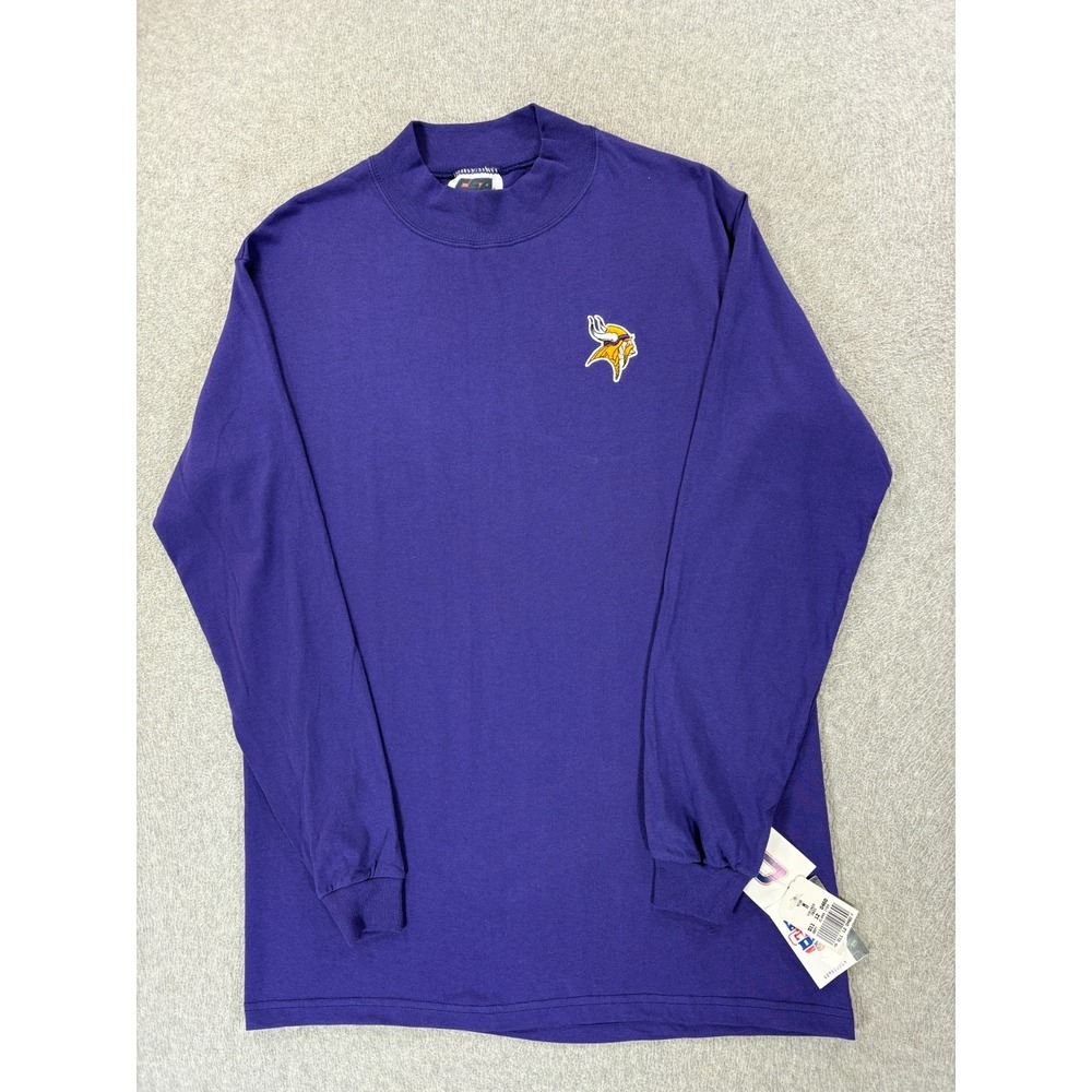 NWT Minnesota Vikings Stitched Logo Mock Crew‎ Shirt (Men's Medium) Purple
